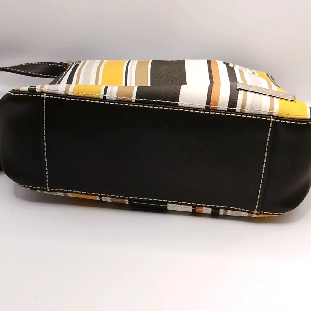 Liz Claiborne Classic Striped Small Shoulder Bag Black, Yellow, Brown VTG Y2K